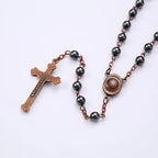 Black gallstone round bead rosary necklace nowadaysfashion