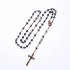 Black gallstone round bead rosary necklace nowadaysfashion