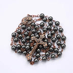 Black gallstone round bead rosary necklace nowadaysfashion