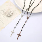 Black gallstone round bead rosary necklace nowadaysfashion