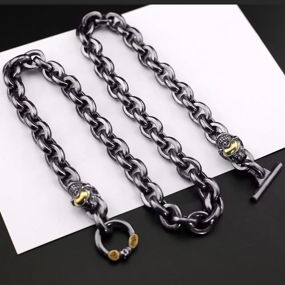 Black retro skull punk necklace - Blade & Thread