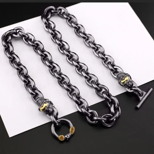 Black retro skull punk necklace nowadaysfashion