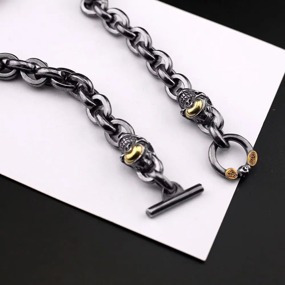 Black retro skull punk necklace - Blade & Thread