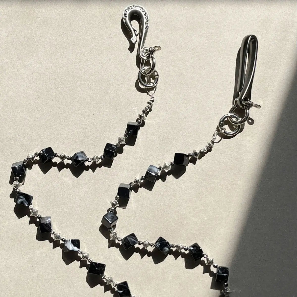 Black smudged dark style pure handmade design trouser chain - Blade & Thread