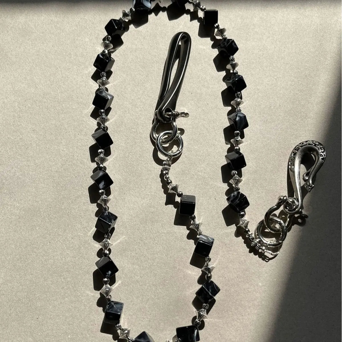 Black smudged dark style pure handmade design trouser chain - Blade & Thread
