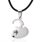 Black White Cat Stitching Necklace Friendship Heart Shape Gold White Cat Cute Couple Jewelry nowadaysfashion