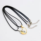 Black White Cat Stitching Necklace Friendship Heart Shape Gold White Cat Cute Couple Jewelry nowadaysfashion