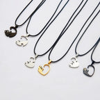 Black White Cat Stitching Necklace Friendship Heart Shape Gold White Cat Cute Couple Jewelry nowadaysfashion