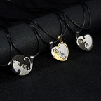 Black White Cat Stitching Necklace Friendship Heart Shape Gold White Cat Cute Couple Jewelry nowadaysfashion