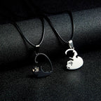 Black White Cat Stitching Necklace Friendship Heart Shape Gold White Cat Cute Couple Jewelry nowadaysfashion