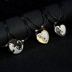 Black White Cat Stitching Necklace Friendship Heart Shape Gold White Cat Cute Couple Jewelry nowadaysfashion