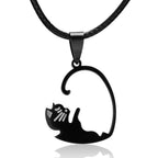 Black White Cat Stitching Necklace Friendship Heart Shape Gold White Cat Cute Couple Jewelry nowadaysfashion
