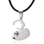 Black White Cat Stitching Necklace Friendship Heart Shape Gold White Cat Cute Couple Jewelry nowadaysfashion