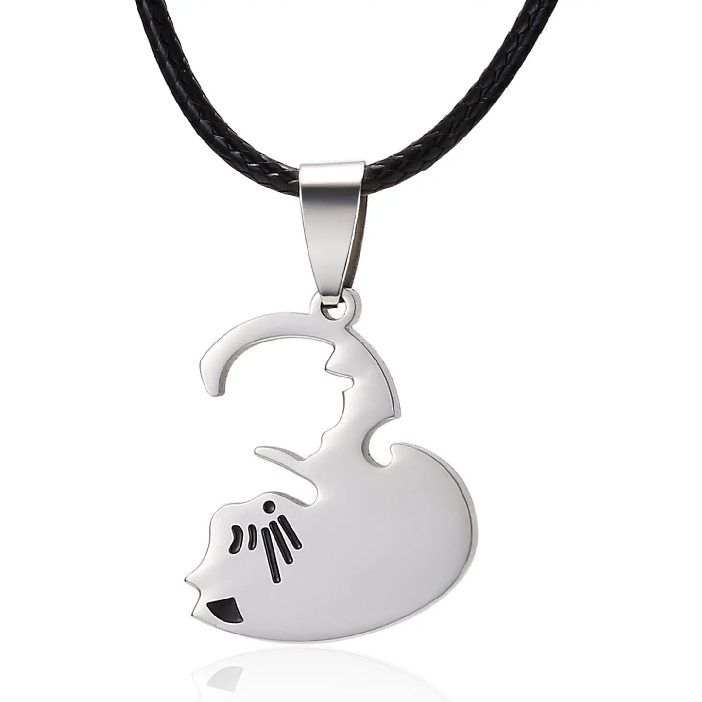 Black White Cat Stitching Necklace Friendship Heart Shape Gold White Cat Cute Couple Jewelry nowadaysfashion