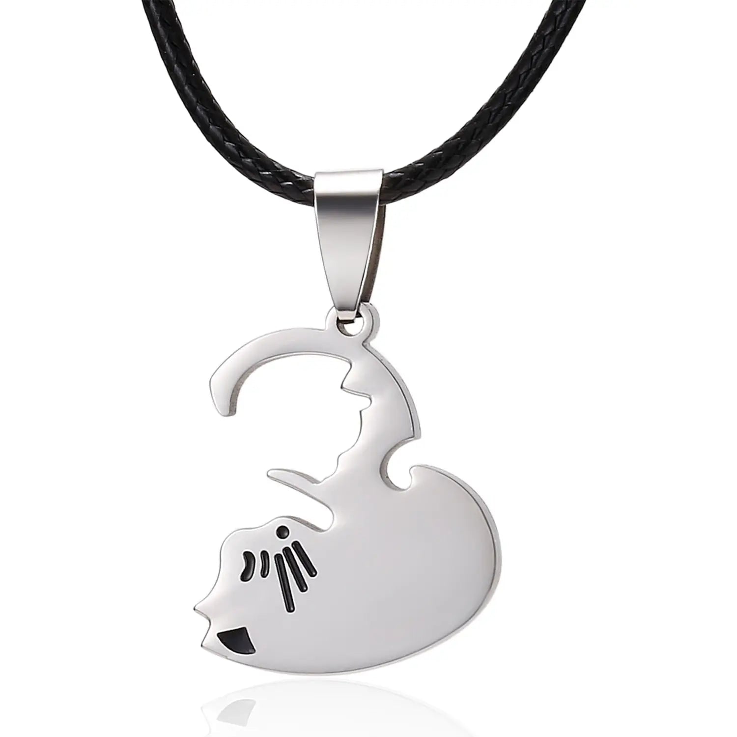 Black White Cat Stitching Necklace Friendship Heart Shape Gold White Cat Cute Couple Jewelry nowadaysfashion