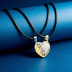 Black White Cat Stitching Necklace Friendship Heart Shape Gold White Cat Cute Couple Jewelry nowadaysfashion
