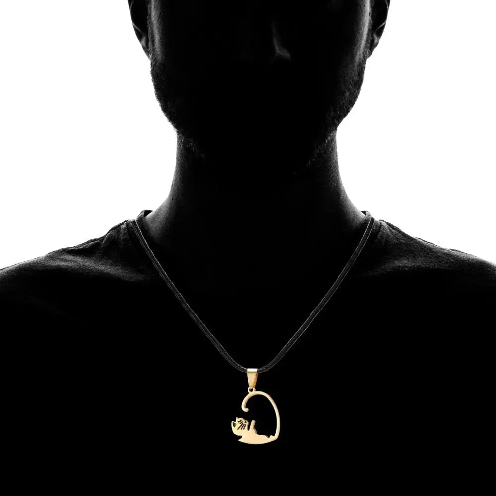 Black White Cat Stitching Necklace Friendship Heart Shape Gold White Cat Cute Couple Jewelry nowadaysfashion