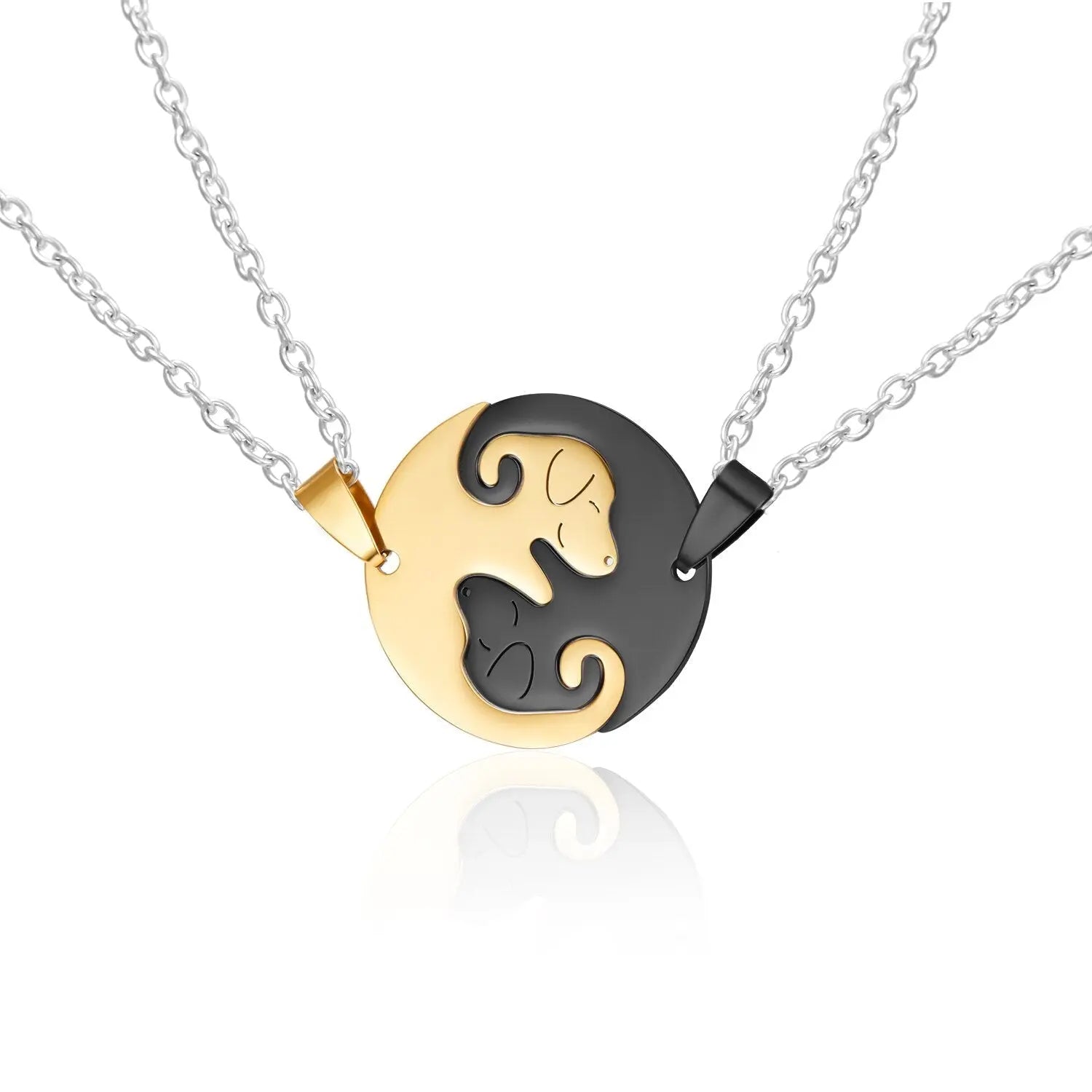 Black White Couple dog Necklace Animal Puppy Pendant Choker Necklaces Lover Valentine's Day - Blade & Thread