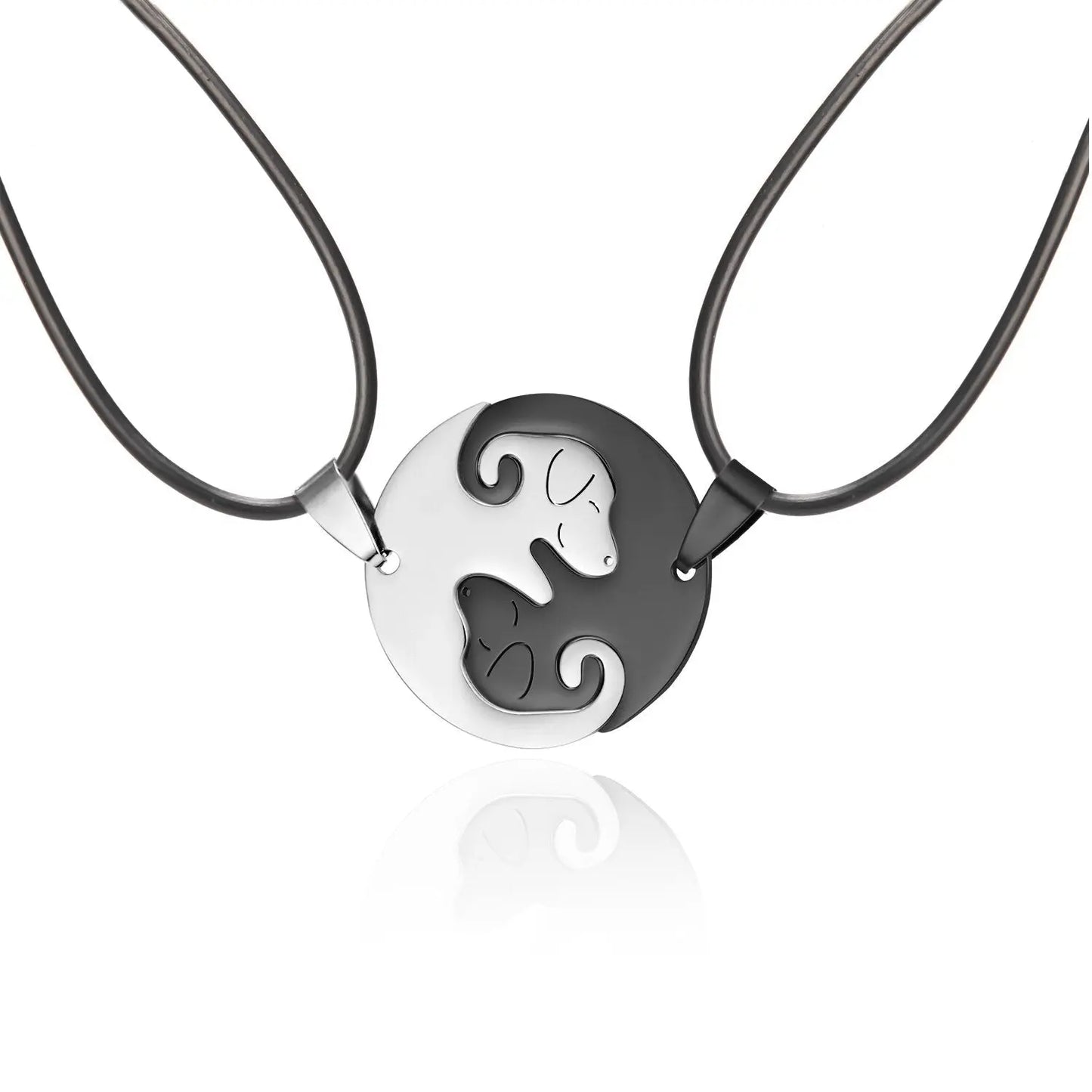 Black White Couple dog Necklace Animal Puppy Pendant Choker Necklaces Lover Valentine's Day - Blade & Thread