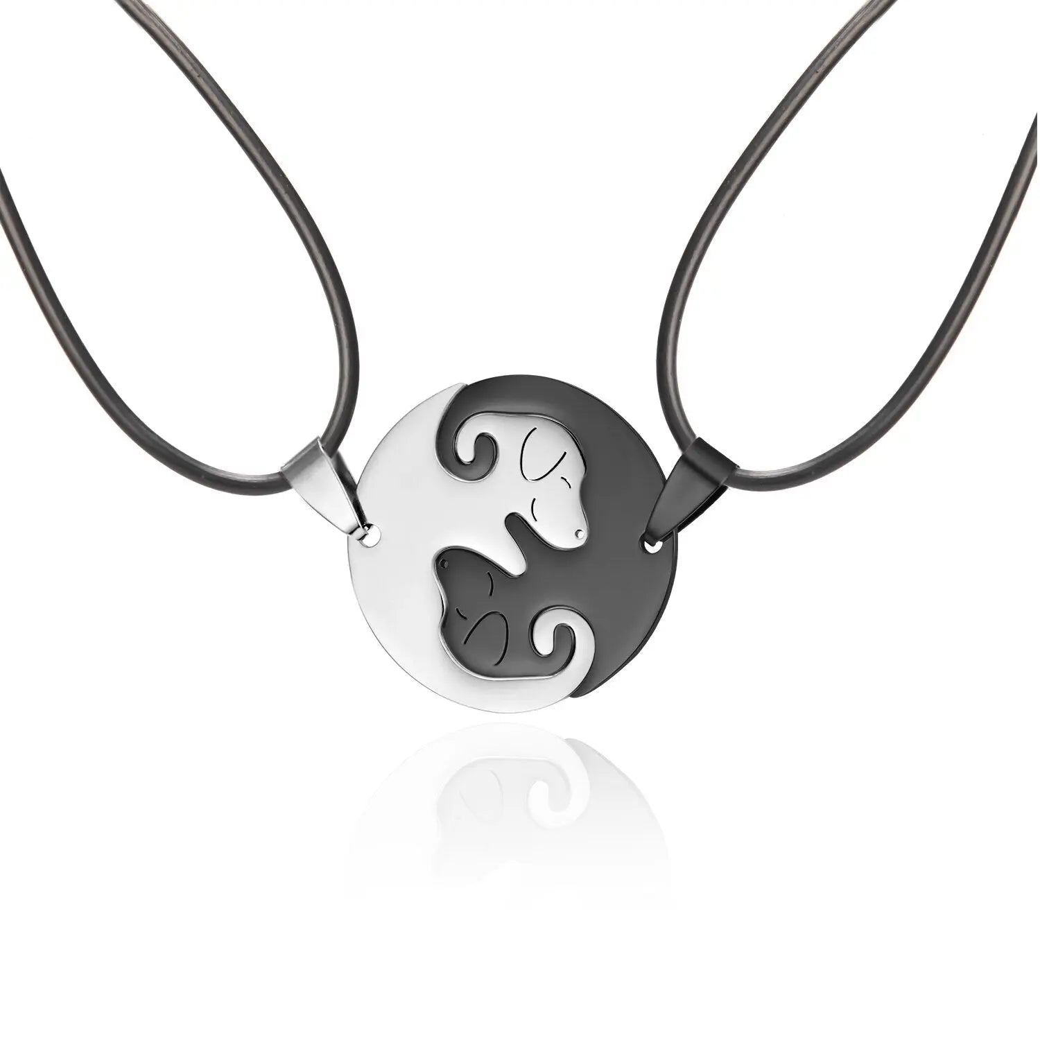 Black White Couple dog Necklace Animal Puppy Pendant Choker Necklaces Lover Valentine's Day nowadaysfashion