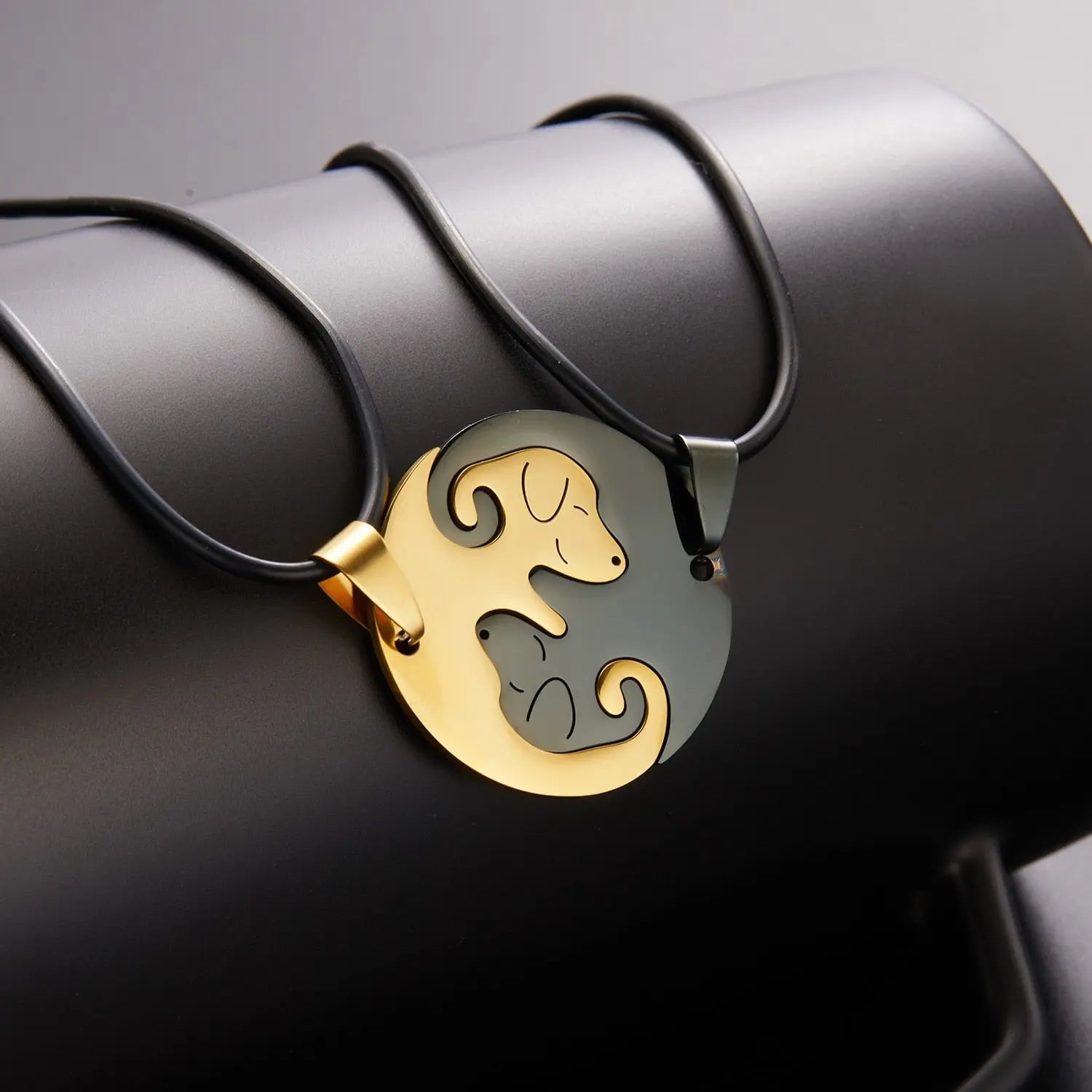 Black White Couple dog Necklace Animal Puppy Pendant Choker Necklaces Lover Valentine's Day nowadaysfashion