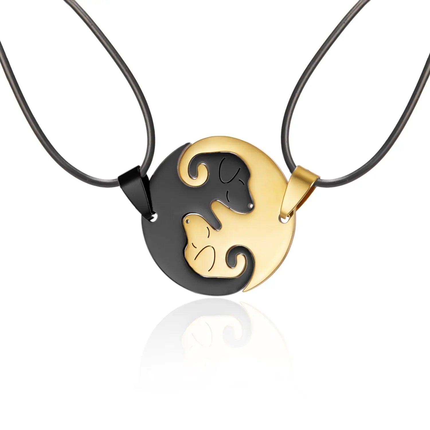 Black White Couple dog Necklace Animal Puppy Pendant Choker Necklaces Lover Valentine's Day - Blade & Thread