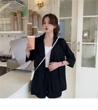 Blazer Set Women Korean Fashion Thin Jackets Casual Loose Shorts Two Piece Suits Female nowadaysfashion