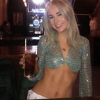 Bling Glitter Sequins Bell Long Sleeve Lace Up Crop Top Blouse Y2K nowadaysfashion