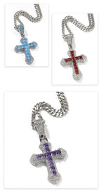 Blue Zircon Cross Hip-hop Necklace nowadaysfashion