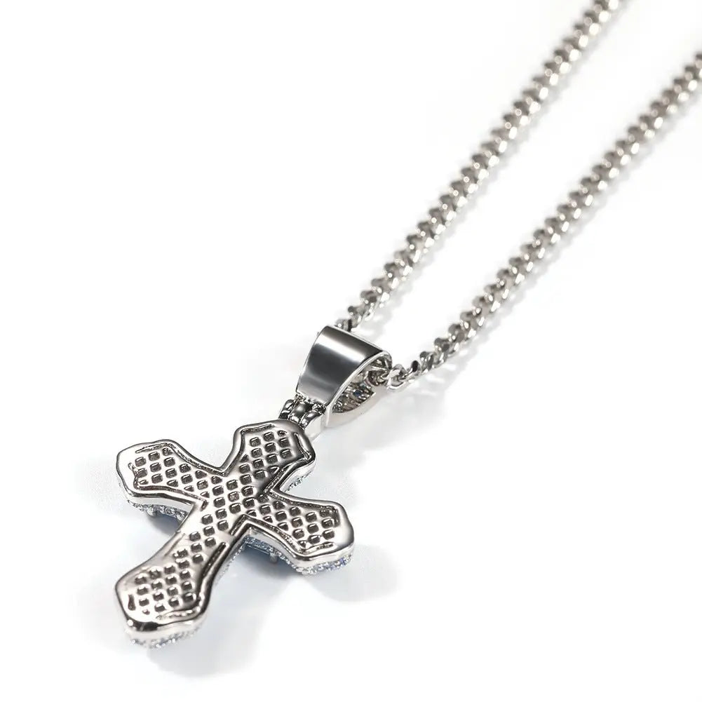 Blue Zircon Cross Hip-hop Necklace nowadaysfashion