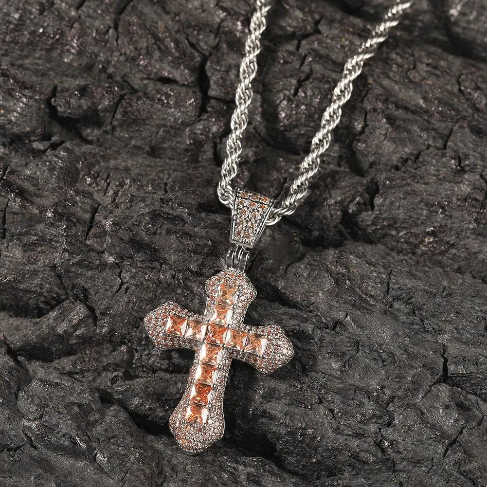 Blue Zircon Cross Hip-hop Necklace nowadaysfashion