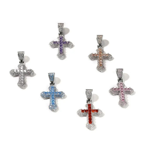 Blue Zircon Cross Hip-hop Necklace nowadaysfashion