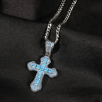 Blue Zircon Cross Hip-hop Necklace nowadaysfashion