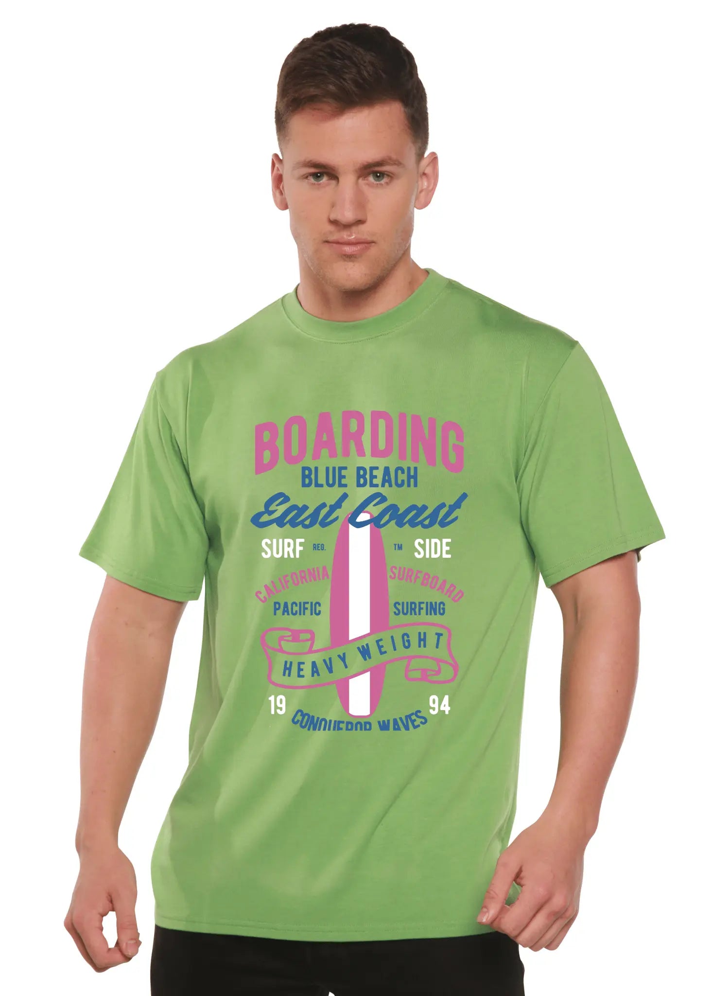 Boarding Blue Beach Men's Bamboo Viscose/Organic Cotton Short Sleeve Graphic T-Shirt - Blade & Thread