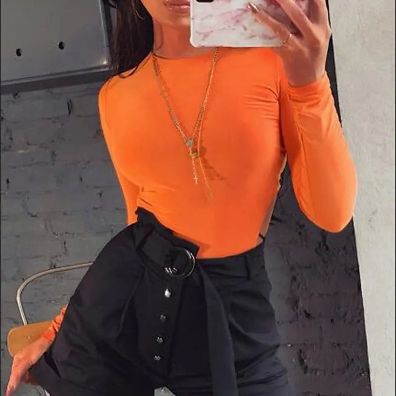 Bodycon Bodysuits Women Long Sleeve Body Suit Female O Neck nowadaysfashion