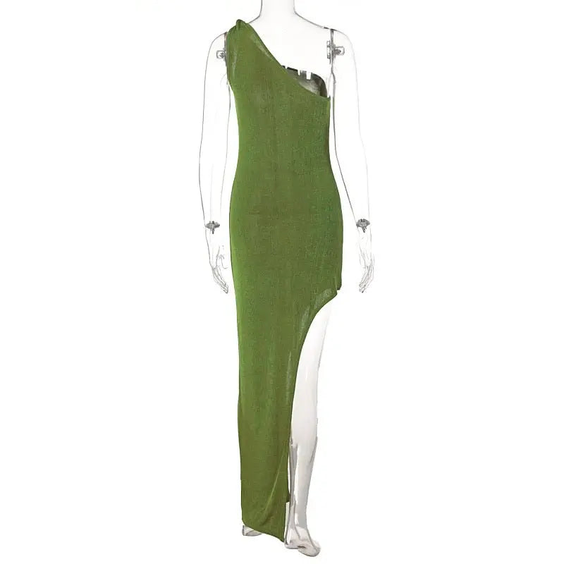 Bodycon One Shoulder Backless Sleeveless Maxi Slit Prom Dress - Blade & Thread
