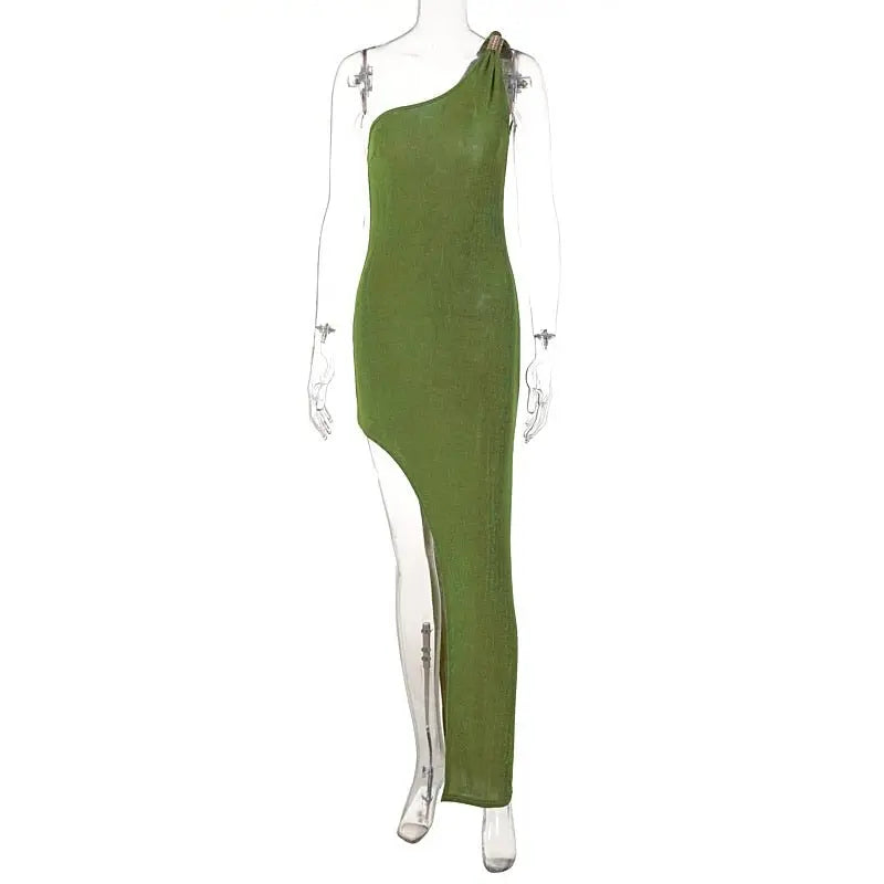 Bodycon One Shoulder Backless Sleeveless Maxi Slit Prom Dress - Blade & Thread