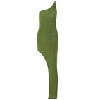 Bodycon One Shoulder Backless Sleeveless Maxi Slit Prom Dress nowadaysfashion