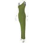 Bodycon One Shoulder Backless Sleeveless Maxi Slit Prom Dress nowadaysfashion