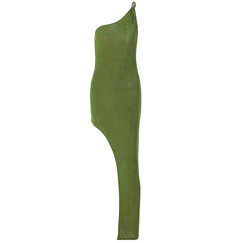 Bodycon One Shoulder Backless Sleeveless Maxi Slit Prom Dress - Blade & Thread