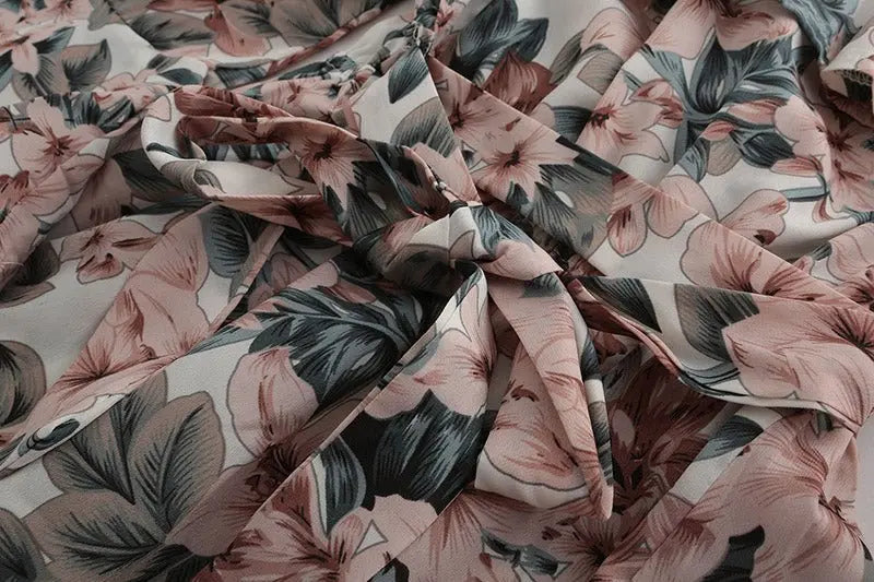 Bohemian Floral Print Ruffles Chiffon Shorts Jumpsuit Women Long Sleeve Off Shoulder Rompers - Blade & Thread