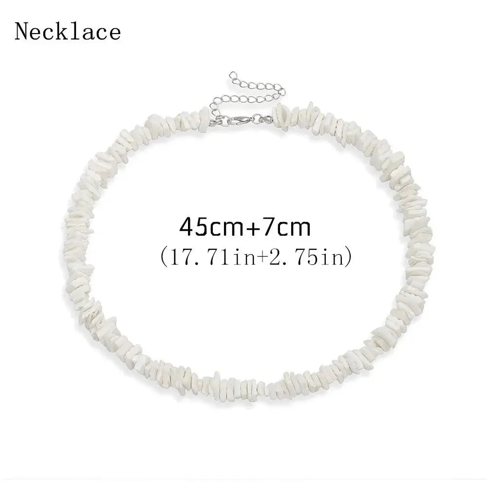 Bohemian Hawaii Puka White Clam Chips Shell Necklace - Blade & Thread