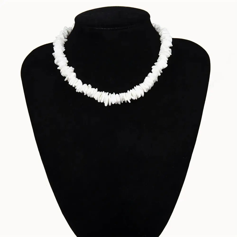 Bohemian Hawaii Puka White Clam Chips Shell Necklace - Blade & Thread