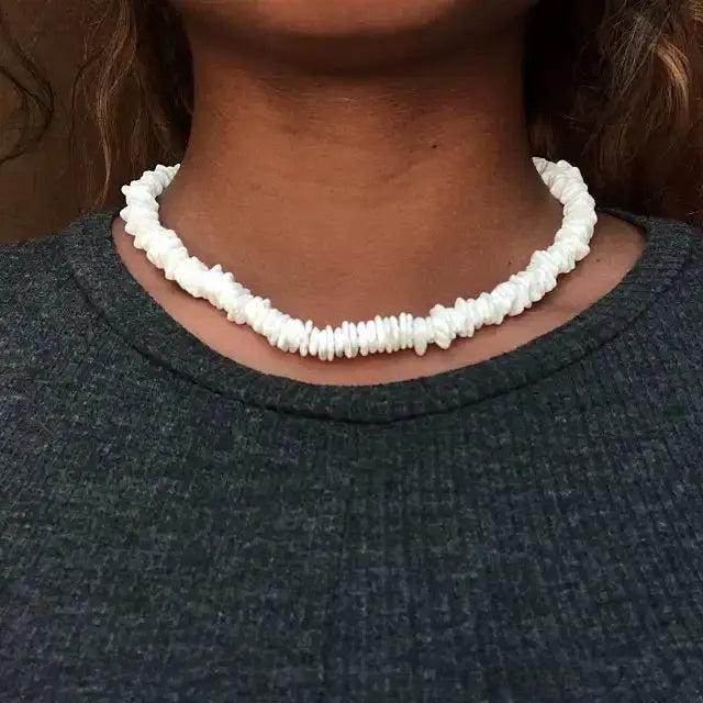 Bohemian Hawaii Puka White Clam Chips Shell Necklace - Blade & Thread