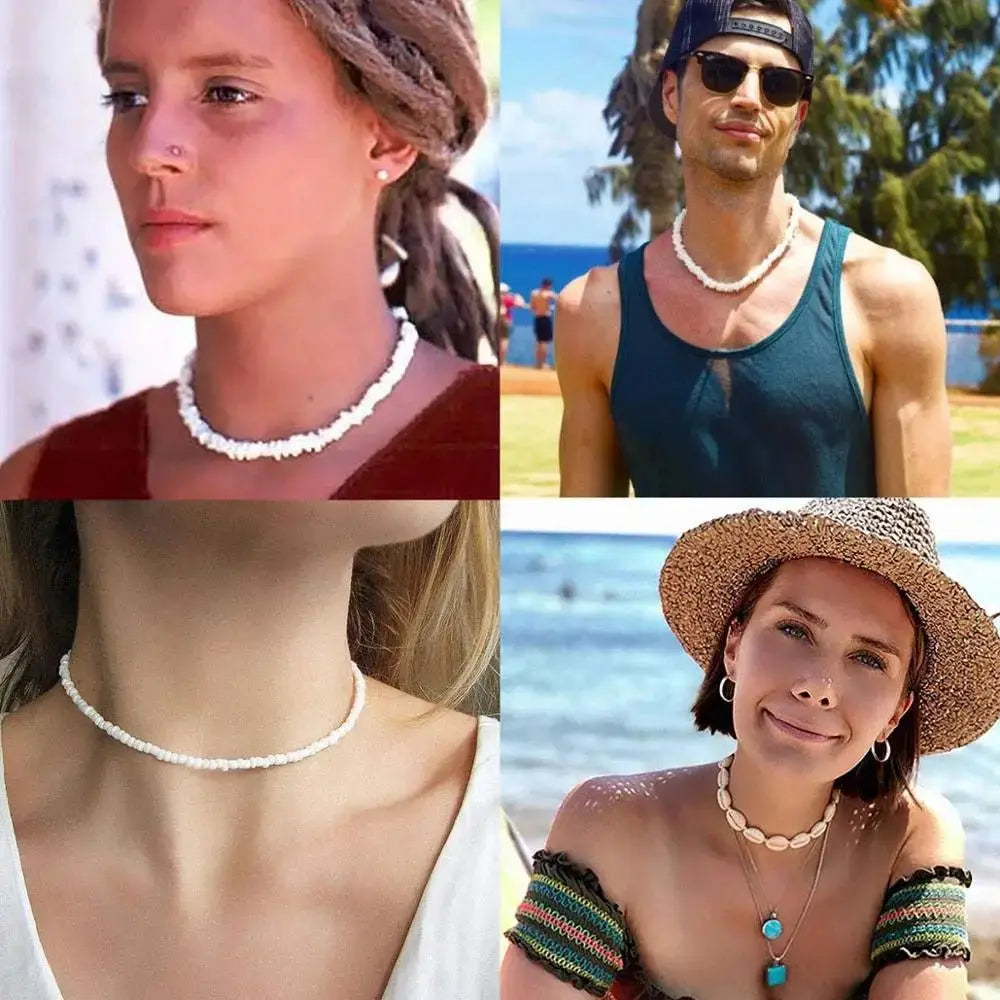 Bohemian Hawaii Puka White Clam Chips Shell Necklace - Blade & Thread