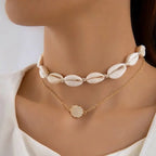 Bohemian multi-layered shell and rice bead necklace nowadaysfashion