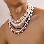 Bohemian shell necklace punk wooden bead chain nowadaysfashion