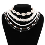 Bohemian shell necklace punk wooden bead chain nowadaysfashion