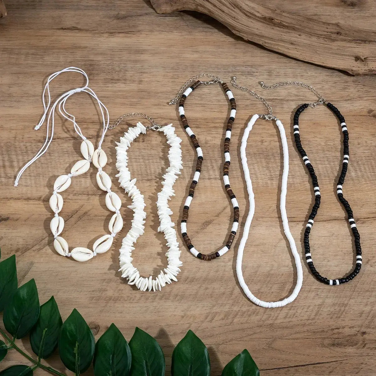 Bohemian shell necklace punk wooden bead chain nowadaysfashion