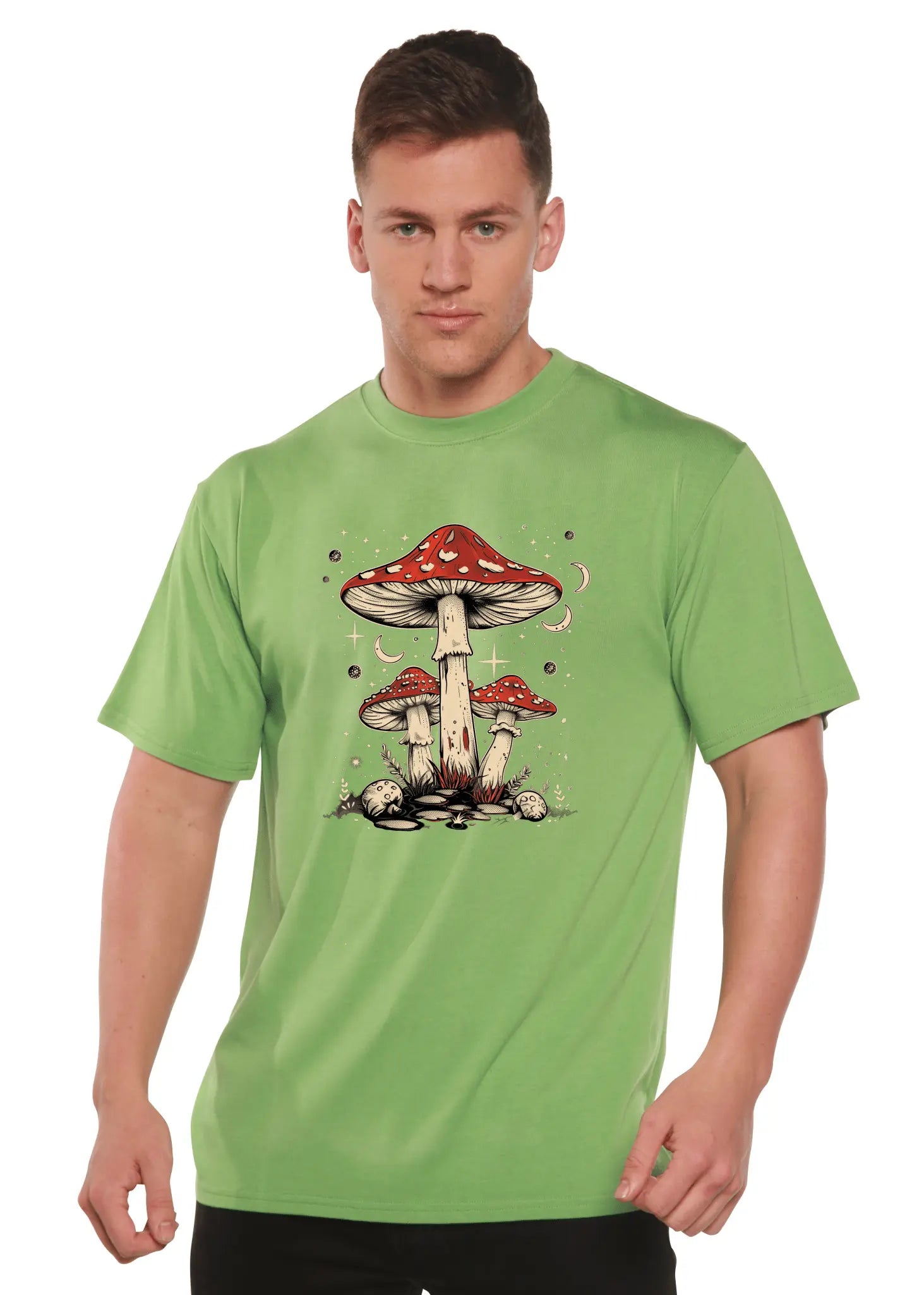 Boho Retro Hippie Mushrooms Natural Unisex Bamboo/Cotton Graphic T-Shirt - Blade & Thread